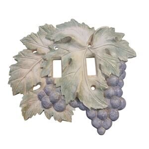 Vicki Lane Grape Vines Double Switchplate Outlet Cover 3D Sculpted Vintage